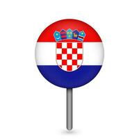 Map pointer with contry Croatia. Croatia flag. Vector illustration.