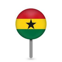 Map pointer with contry Ghana. Ghana flag. Vector illustration.