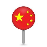 Map pointer with contry China. China flag. Vector illustration.