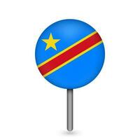 Map pointer with contry Democratic Republic of the Congo. Democratic Republic of the Congo flag. Vector illustration.