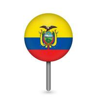 Map pointer with contry Ecuador. Ecuador flag. Vector illustration.