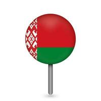 Map pointer with contry Belarus. Belarus flag. Vector illustration.