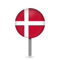 Map pointer with contry Denmark. Denmark flag. Vector illustration.