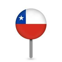 Map pointer with contry Chile. Chile flag. Vector illustration.