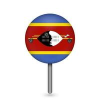 Map pointer with contry Eswatini. Eswatini flag. Vector illustration.