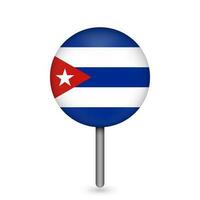 Map pointer with contry Cuba. Cuba flag. Vector illustration.