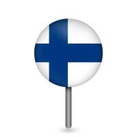 Map pointer with contry Finland. Finland flag. Vector illustration.