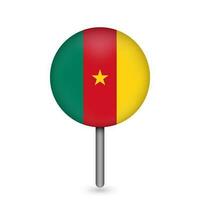 Map pointer with contry Cameroon. Cameroon flag. Vector illustration.