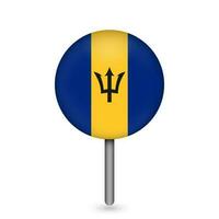 Map pointer with contry Barbados. Barbados flag. Vector illustration.