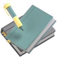 3d illustration of book and pens with high quality render png