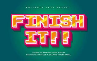 Finish it, Game editable text effect template vector