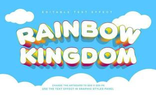 Rainbow kingdom editable text effect template vector