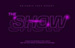 the show, neon sign editable text effect template vector