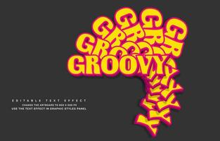 Abstract groovy editable text effect template vector