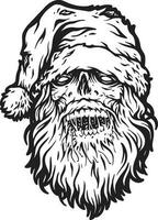 de miedo monstruo Papa Noel claus logo ilustraciones monocromo vector ilustraciones para tu trabajo logo, mercancías camiseta, pegatinas y etiqueta diseños, póster, saludo tarjetas publicidad negocio empresa