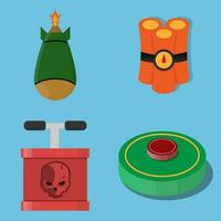 a set of icons that include a bomb, a rocket, a gun and a box vector