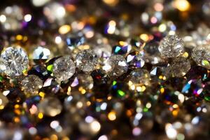 A Group Of Diamonds Sitting On Top Of A Table. photo