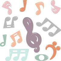 Musical notes. Pastel colors on a white melody background. music cartoon vector