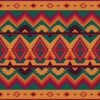 Navajo style seamless pattern with retro color palette - ethnic geometric colorful print design vector