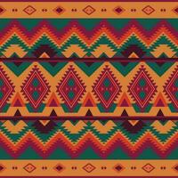 Navajo style seamless pattern with retro color palette - ethnic geometric colorful print design vector