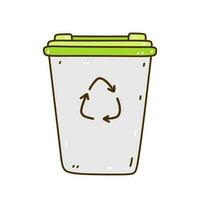 reciclar compartimiento aislado en blanco antecedentes. clasificación basura. vector dibujado a mano ilustración en garabatear estilo. Perfecto para decoraciones, logo, varios diseños cero desperdiciar, ecología concepto.