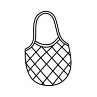 Reusable string bag isolated on white background. Grocery mesh or net bag. Vector hand-drawn illustration in doodle style. Perfect for cards, decorations, logo. Zero waste, ecology concept.