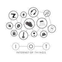 Internet of things and automation concept. A set of icons connected to each other in one Internet network. Good for websites and presentations. Vector illustration.