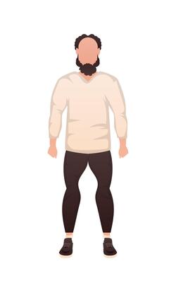Athletic guy in full growth. Isolated. Cartoon style.