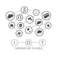 Internet of things concept. A set of icons connected to each other in one Internet network. Good for presentations. Vector illustration.