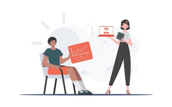 Internet of Things Team. IoT concept. Good for websites and presentations. illustration in flat style. vector