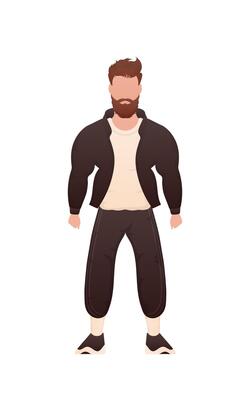 A man of strong physique in full growth. Isolated. Cartoon style.