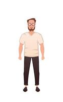 The guy of an athletic build stands in full growth. Isolated. Cartoon style. vector