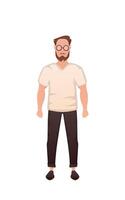 The guy of an athletic build stands in full growth. Isolated. Cartoon style. vector