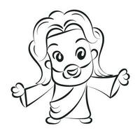 Cute Jesus Christ Line Art for print or use as poster, card, flyer or t shirt vector