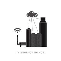 IOT and automation concept. City connected to the Internet. Good for websites and presentations. Vector illustration.