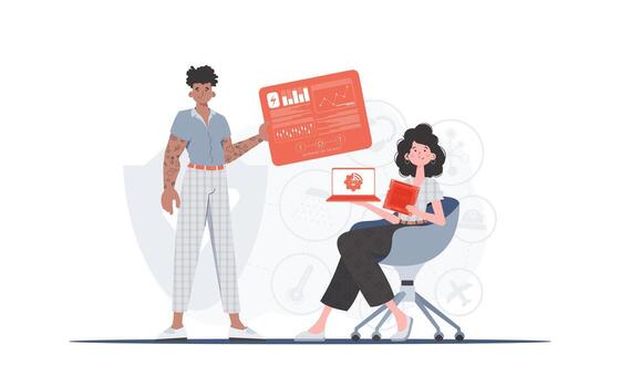 Internet of Things Team. IOT and automation concept. Good for websites and presentations. illustration in trendy flat style. vector