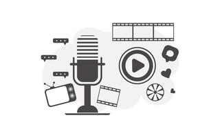 Podcast background in black and white style. Good for presentations and websites. illustration. vector