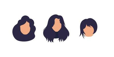 Set of faces of girls of different nationalities. Isolated on white background. Vector. vector