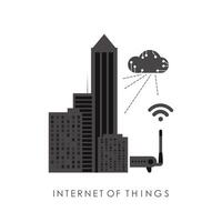 IOT and automation concept. City connected to the Internet. Good for presentations. Vector illustration.