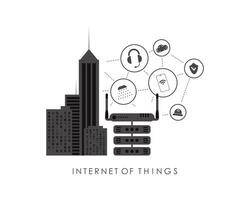 City connected to the Internet. Internet of things and automation concept. Good for presentations. illustration. vector