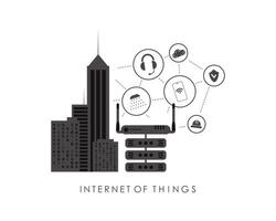 City connected to the Internet. Internet of things and automation concept. Good for presentations. Vector illustration.