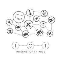 IOT and automation concept. A set of icons connected to each other in one Internet network. Good for presentations. Vector illustration.