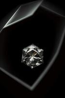 A Close Up Of A Diamond On A Black Background. photo