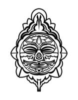 Tiki mask. Maori or polynesia pattern. Good for prints and tattoos. Isolated. Vector