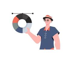 A man stands waist-deep with a color wheel in his hands. Isolated. Element for presentation. vector