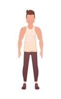 A man in clothes is standing. Isolated. Cartoon style. vector