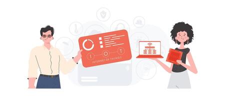 Internet of Things Team. Internet of things concept. Good for presentations and websites. illustration in trendy flat style. vector