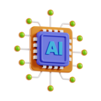 3d ai chip icon. processor 3d icon cpu ai chip. 3d artificial intelligence, business and technology concept. png