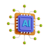 3d ai spaander icoon. bewerker 3d icoon CPU ai chippen. 3d kunstmatig intelligentie, bedrijf en technologie concept. png