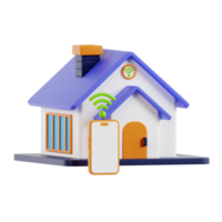 inteligente casa 3d ícone. inteligente casa sistema conceito. Internet do coisas , muito , inteligente casa e rede conectar conceito png